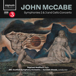 the album cover for RAPHAEL WALLFISCH - John Mccabe: Symphonies 2 & 3 & Cello Concerto