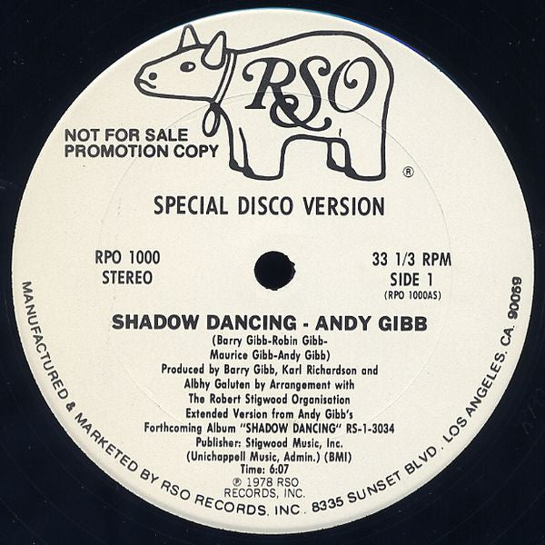Andy Gibb / David Shire : Shadow Dancing / Manhattan Skyline (12", Single, Promo)