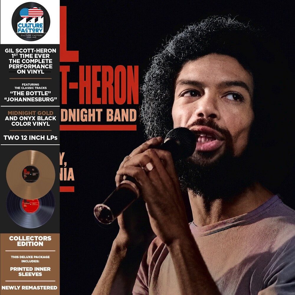 the album cover for Scott-Gil Heron& The Midnight Band - Live At Berkeley '78 - Black/Gold (Blk) [Colored Vinyl]