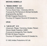 Michael Sembello / Opus : Maniac (Remix) / Live Is Life (CD, Maxi)
