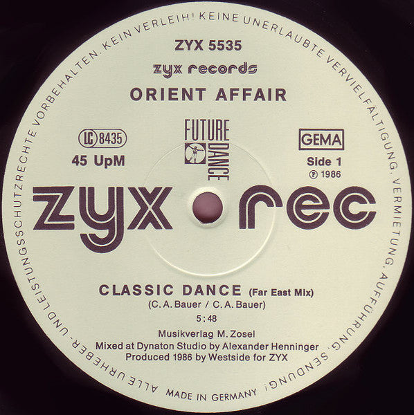 Orient Affair : Classic Dance (12", Maxi)