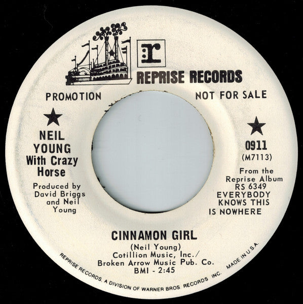 Neil Young With Crazy Horse : Cinnamon Girl (7", Single, Mono, Promo)