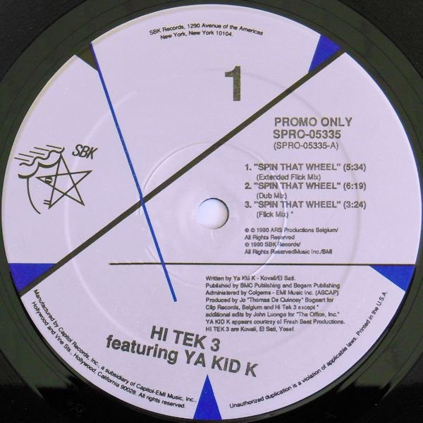 Hi Tek 3 Featuring Ya Kid K : Spin That Wheel (12", Promo)