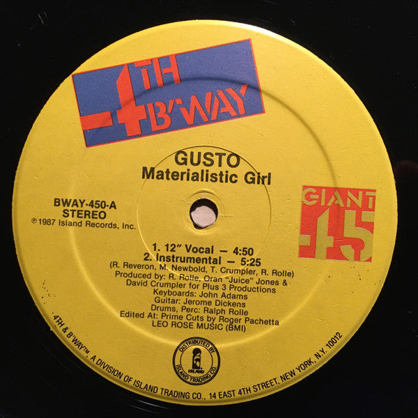 Gusto (4) : Materialistic Girl (12")