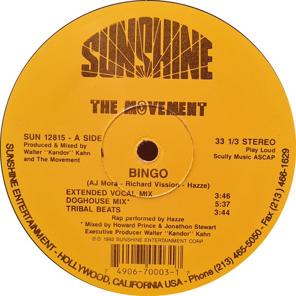 The Movement (3) : Bingo (12", Yel)