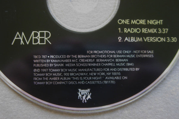 Amber : One More Night (CD, Single, Promo)