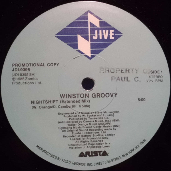 Winston Groovy : Nightshift (12", Single, Promo)