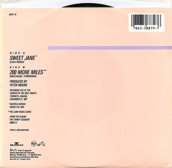 Cowboy Junkies : Sweet Jane (7", Single, Styrene)