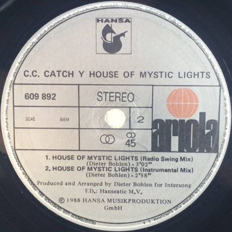 C.C. Catch : House Of Mystic Lights (Long Version - Dance Mix) (12", Maxi)