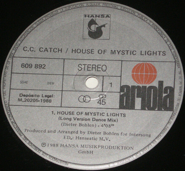 C.C. Catch : House Of Mystic Lights (Long Version - Dance Mix) (12", Maxi)