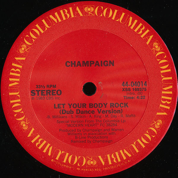 Champaign : Let Your Body Rock (12")