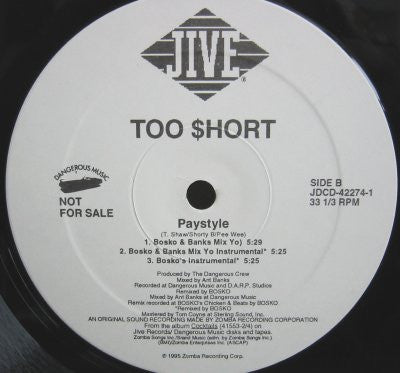 Too Short : Paystyle (12", Promo)