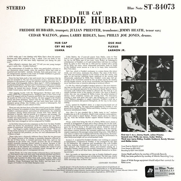 Freddie Hubbard : Hub Cap (2x12", Album, Ltd, Num, RE, 180)