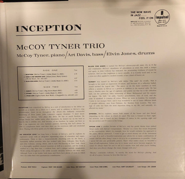 McCoy Tyner Trio : Inception (2x12", Album, Ltd, RE, RM, 180)