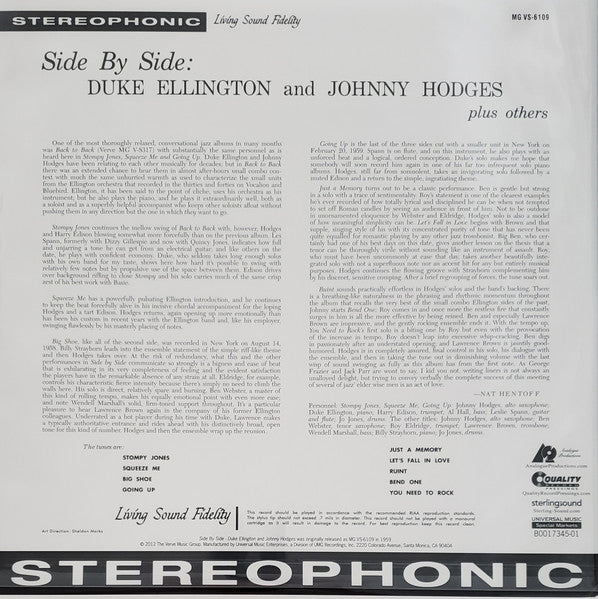 Duke Ellington, Johnny Hodges : Side By Side (2x12", Album, RE, RM, 200)