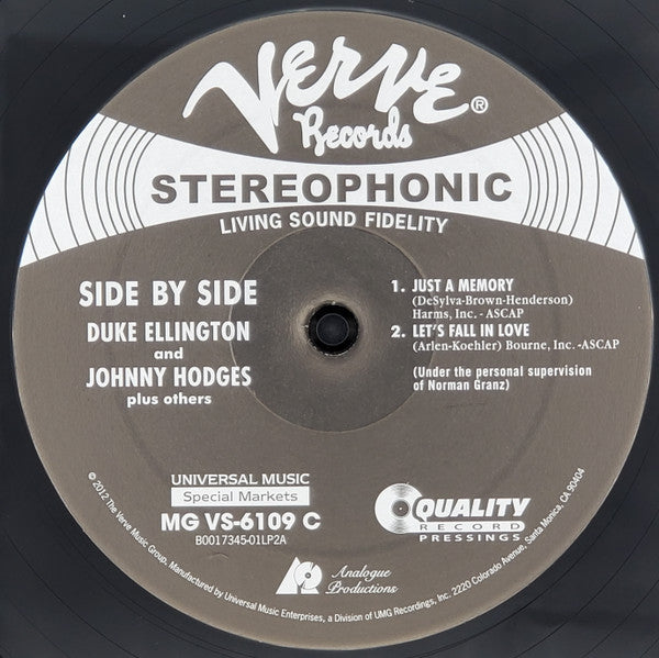 Duke Ellington, Johnny Hodges : Side By Side (2x12", Album, RE, RM, 200)