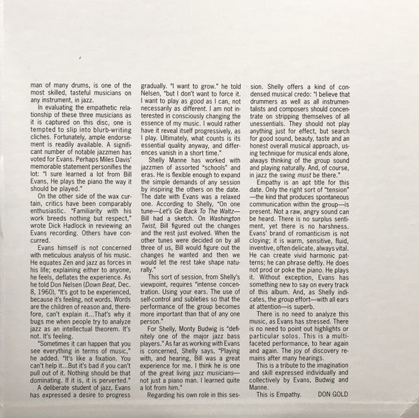 Shelly Manne / Bill Evans With Monty Budwig : Empathy (2x12", Ltd, Num, RM, 200)