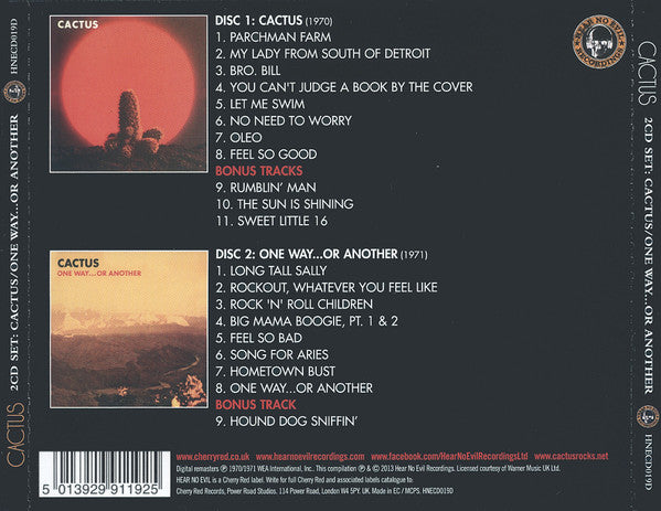 Cactus (3) : Cactus / One Way…Or Another (CD, Album, RE, RM + CD, Album, RE, RM + Comp)