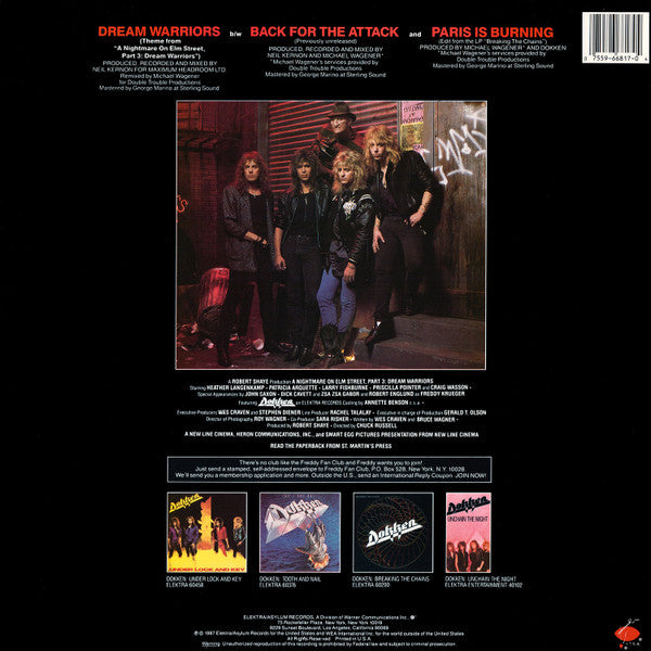 Dokken : Dream Warriors (Theme From A Nightmare On Elm Street 3) (12")