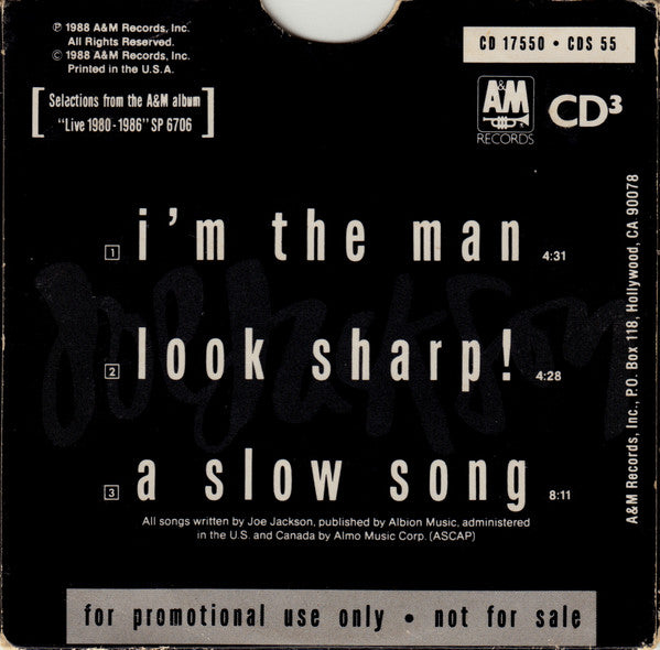 Joe Jackson : I'm The Man / Look Sharp / Slow Song (CD, Mini, Promo)