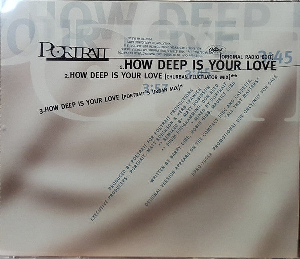 Portrait : How Deep Is Your Love (CD, Single, Promo)