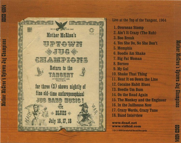 Mother McCree's Uptown Jug Champions Featuring Jerry Garcia, Bob Weir, "Pigpen"* : Mother McCree's Uptown Jug Champions (CD, Album)