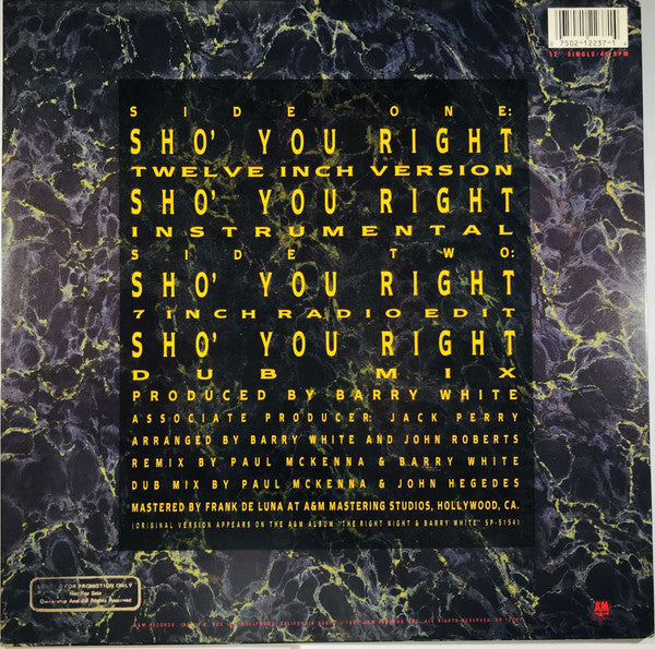 Barry White : Sho' You Right (12", Promo)