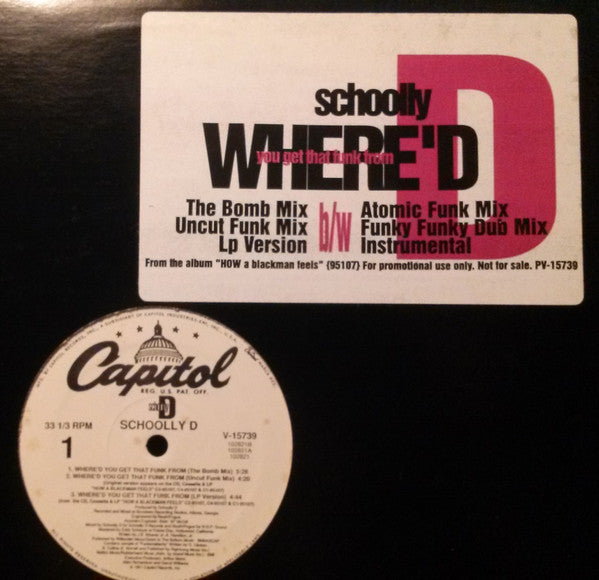 Schoolly D : Where'd You Get That Funk From (12", Promo)