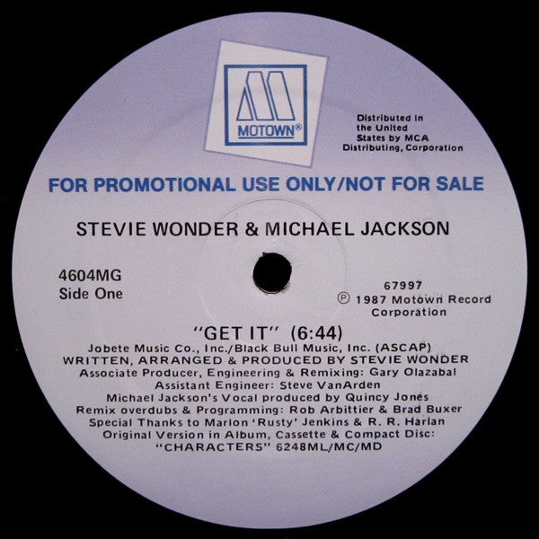 Stevie Wonder & Michael Jackson : Get It (12", Promo)