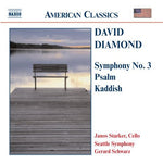 the album cover for Gerard Schwarz - Symphony 3 / Psalm / Kaddish for Cello & Orchestra