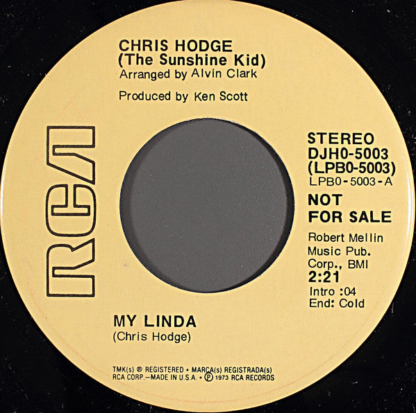 Chris Hodge (2) : My Linda (7", Single, Mono, Promo)