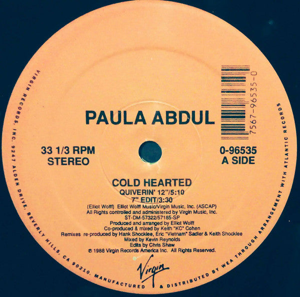 Paula Abdul : Cold Hearted (12", Single)