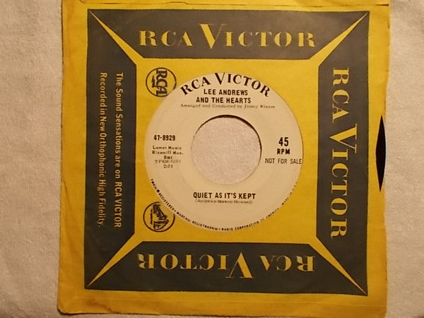 Lee Andrews And The Hearts* : Quiet As It's Kept / You're Taking A Long Time Coming Back (7", Single, Promo, Roc)