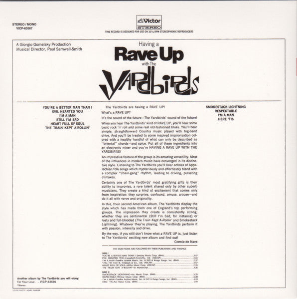 The Yardbirds : Having A Rave Up With The Yardbirds + 16 (CD, Album, Mono, RE, RM, Pap)