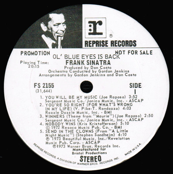 Frank Sinatra : Ol' Blue Eyes Is Back (LP, Album, Promo, San)