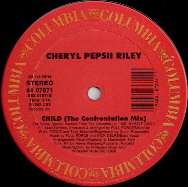 Cheryl Pepsii Riley : Thanks For My Child (12", Single)