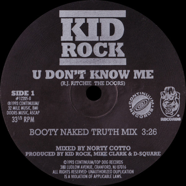 Kid Rock : U Don't Know Me (12", Single, Bla)