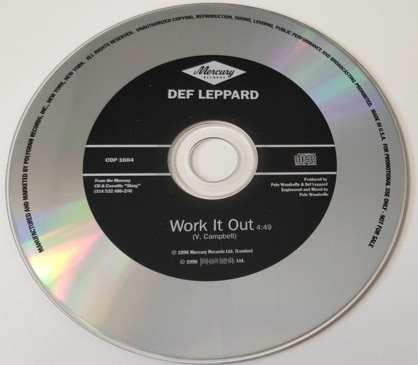 Def Leppard : Work It Out (CD, Single, Promo, Car)