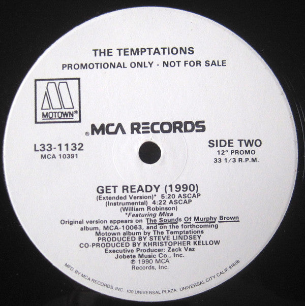 The Temptations : Get Ready (1990) (12", Single, Promo)