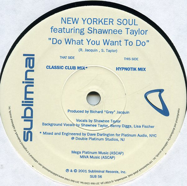 New Yorker Soul Feat. Shawnee Taylor : Do What You Want To Do (12")