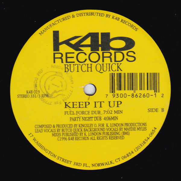 Butch Quick : Keep It Up (2x12")