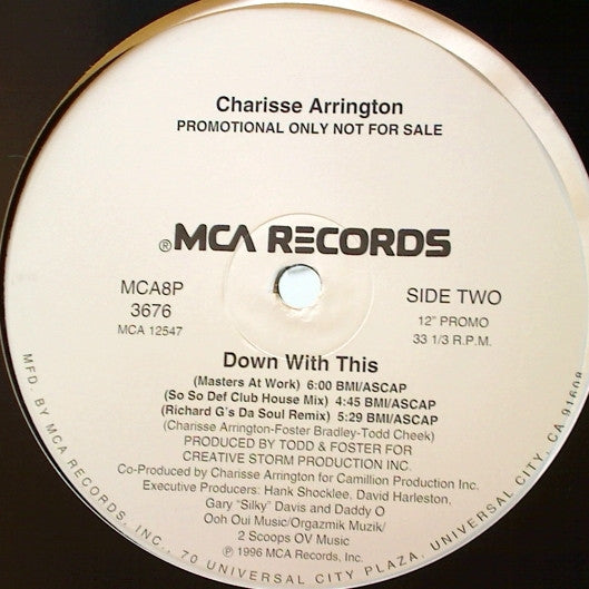 Charisse Arrington : Down With This (12", Promo)