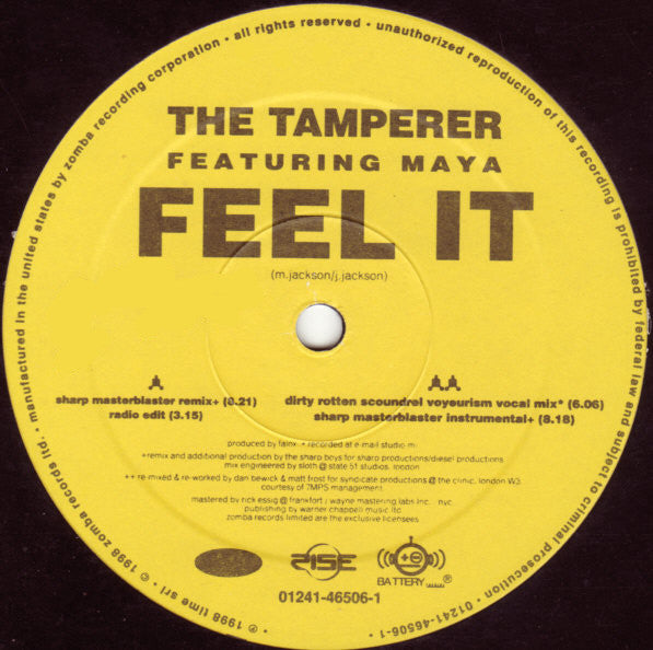 The Tamperer Featuring Maya : Feel It (12", Maxi)