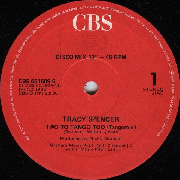 Tracy Spencer : Two To Tango Too (Tango Mix) / I Feel For You (12", Single)