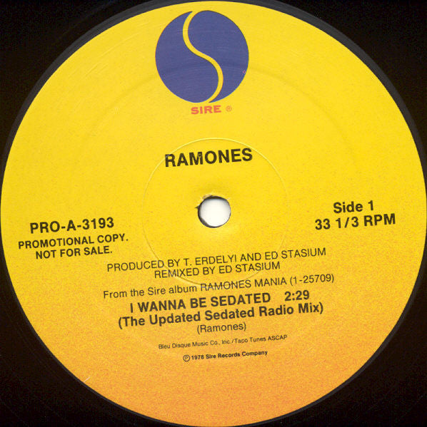 Ramones : I Wanna Be Sedated (12", Promo)