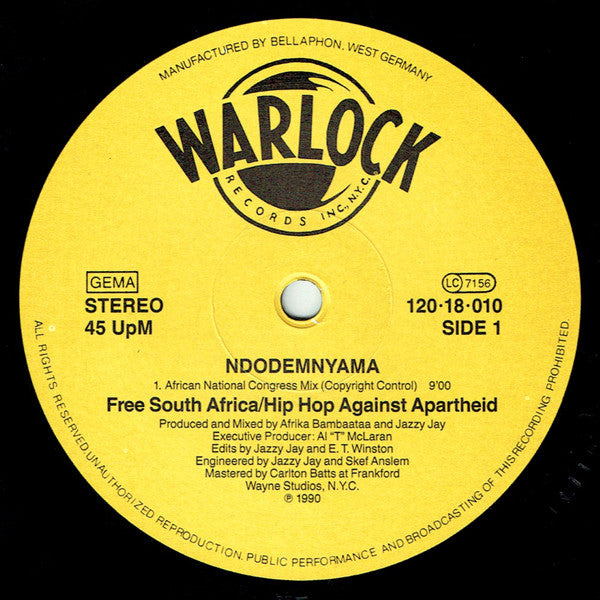 Hip-Hop Against Apartheid : Ndodemnyama (Free South Africa) (12")