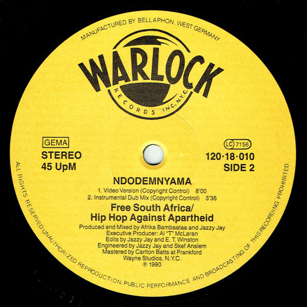 Hip-Hop Against Apartheid : Ndodemnyama (Free South Africa) (12")