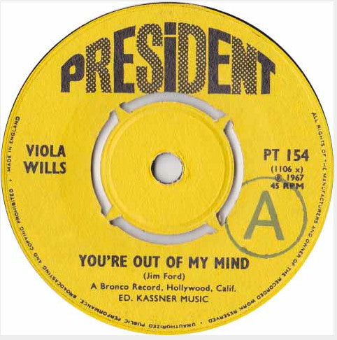 Viola Wills : You're Out Of My Mind (7")