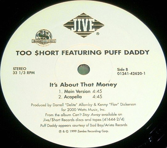 Too Short Featuring Puff Daddy : It's About That Money (12")