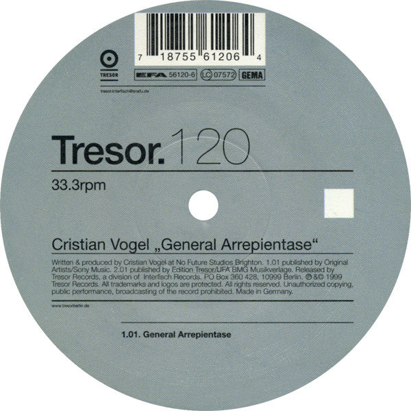 Cristian Vogel : General Arrepientase (12")